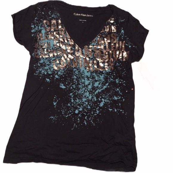 Calvin Klein Jeans Tops - NWT Calvin Klein jeans logo splatter top M blue
